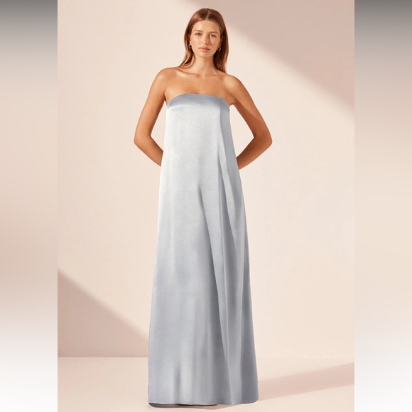 Shona Joy Strapless Light Gray Dress - Picture 1 of 6